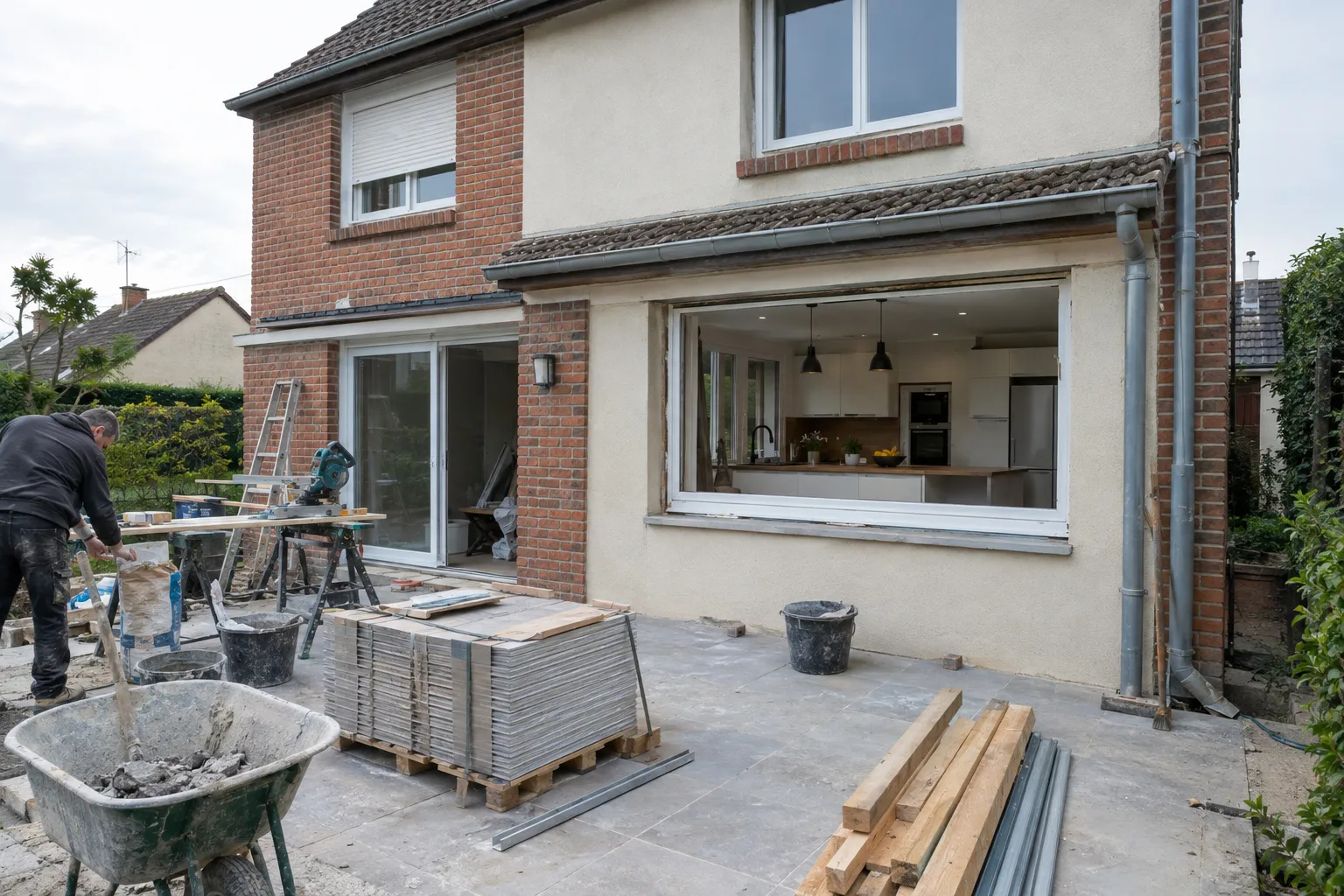 Un pavillon à Désertines avec son jardin, façade récemment ravalée.
